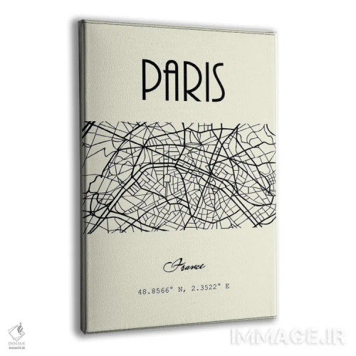 تابلو مدرن نقشه شهر پاریس اثر نوردیک پرینت استودیو - نمای پرسپکتیو محصول