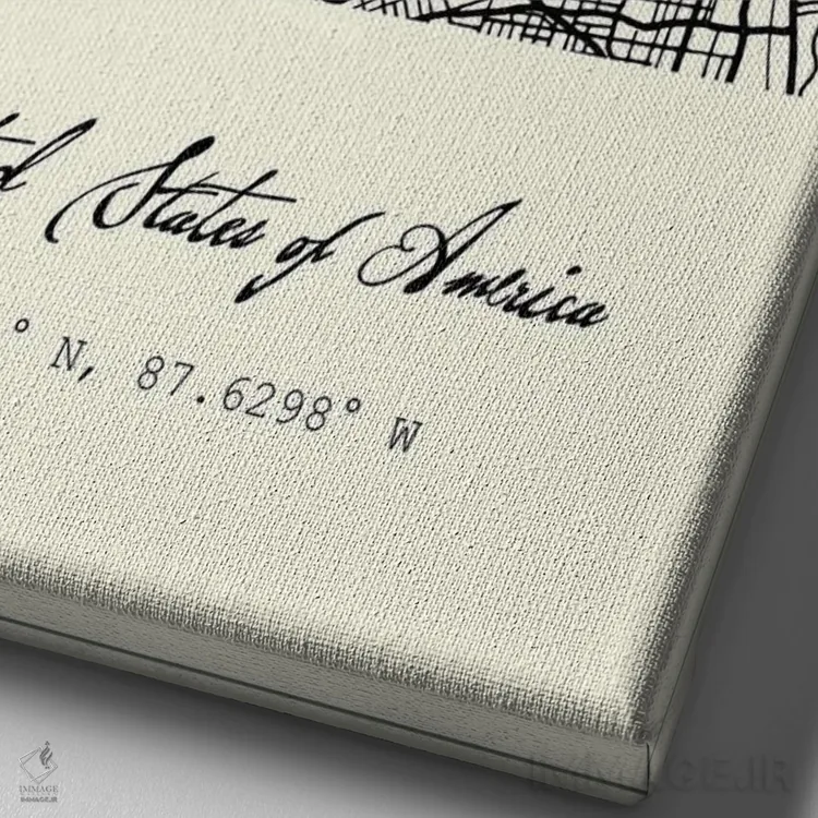 تابلو مدرن نقشه شهر شیکاگو اثر نوردیک پرینت استودیو - نمای نزدیک بافت بوم