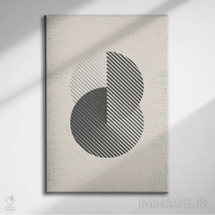 تابلو مینیمال هندسه مدرن نیمه قرن I اثر نوردیک پرینت استودیو - نمای روبهرو روی دیوار