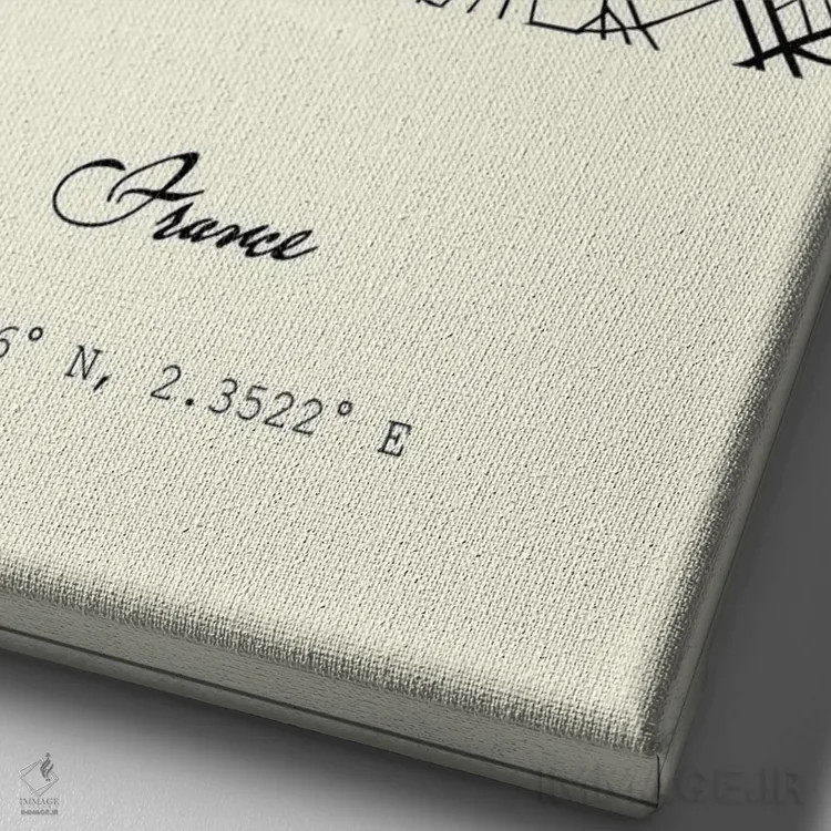 تابلو مدرن نقشه شهر پاریس اثر نوردیک پرینت استودیو - نمای نزدیک بافت بوم