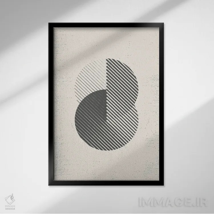 تابلو مینیمال هندسه مدرن نیمه قرن I اثر نوردیک پرینت استودیو - نمای قابدار مشکی