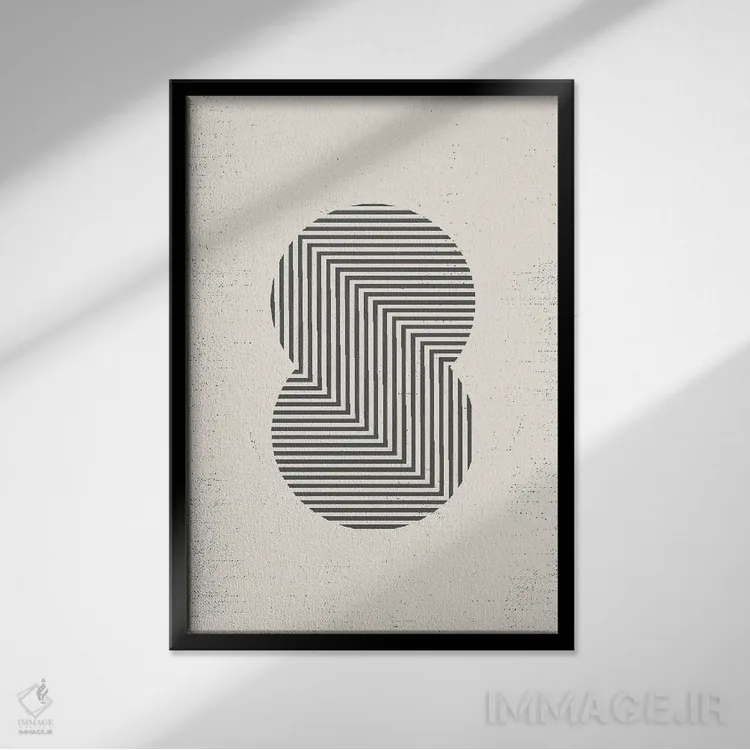 تابلو مینیمال هندسه مدرن نیمه قرن II اثر نوردیک پرینت استودیو - نمای قابدار مشکی