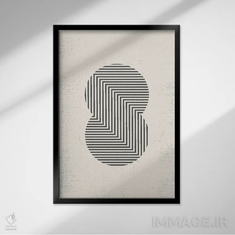 تابلو مینیمال هندسه مدرن نیمه قرن II اثر نوردیک پرینت استودیو - نمای قابدار مشکی