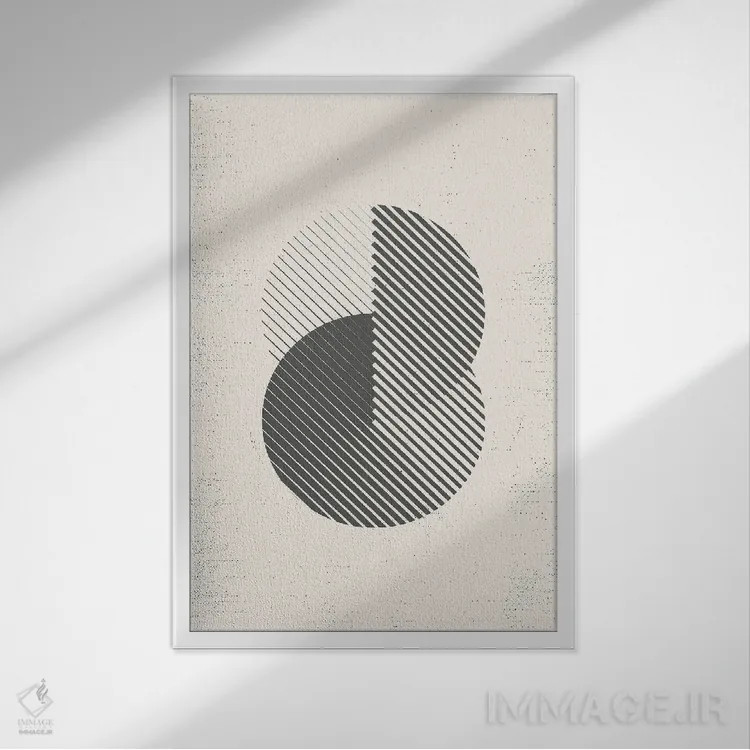 تابلو مینیمال هندسه مدرن نیمه قرن I اثر نوردیک پرینت استودیو - نمای قابدار سفید