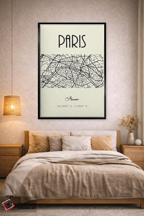تابلو مدرن نقشه شهر پاریس اثر نوردیک پرینت استودیو - D2B