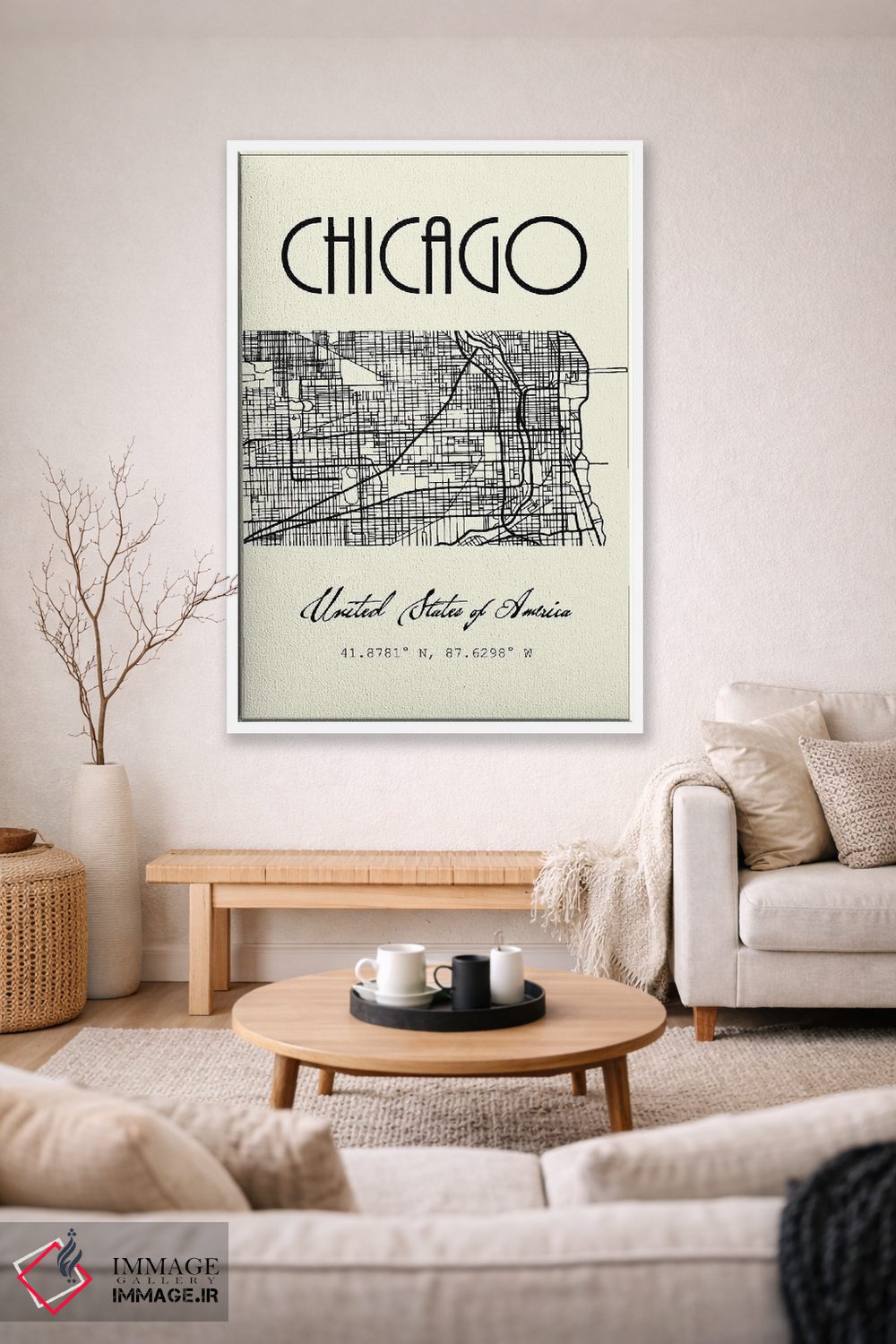 تابلو مدرن نقشه شهر شیکاگو اثر نوردیک پرینت استودیو - D1W