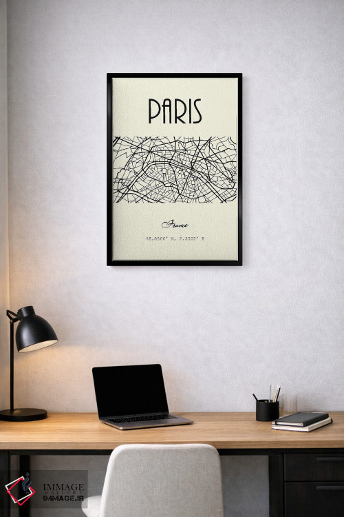 تابلو مدرن نقشه شهر پاریس اثر نوردیک پرینت استودیو - D1B