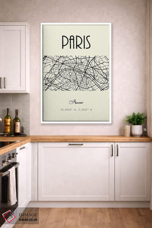 تابلو مدرن نقشه شهر پاریس اثر نوردیک پرینت استودیو - D4W