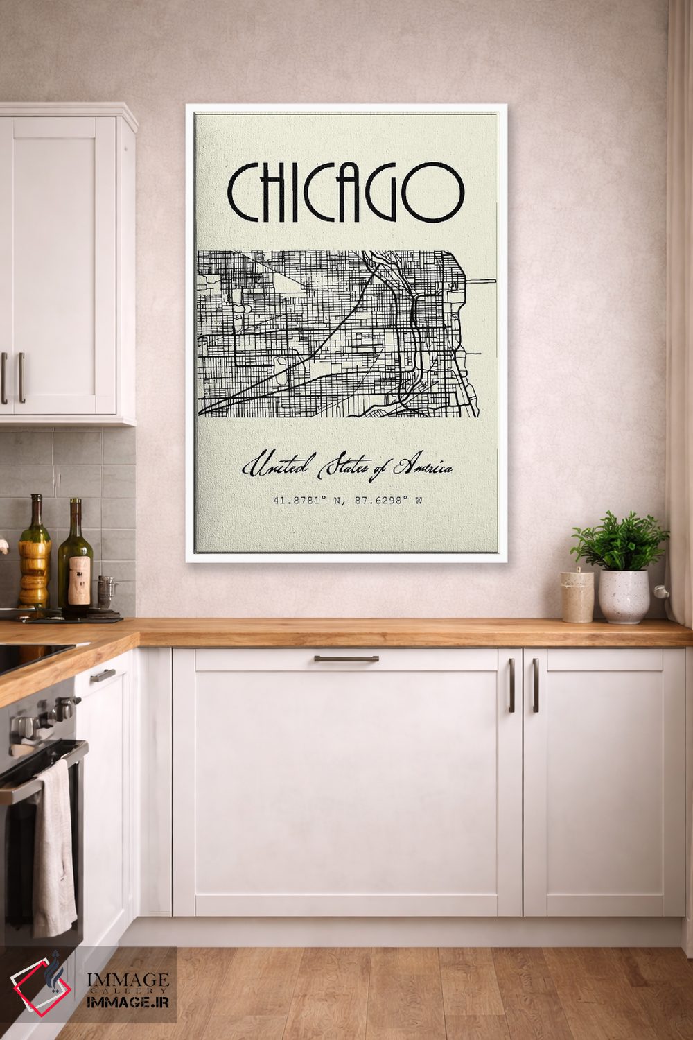 تابلو مدرن نقشه شهر شیکاگو اثر نوردیک پرینت استودیو - D4W