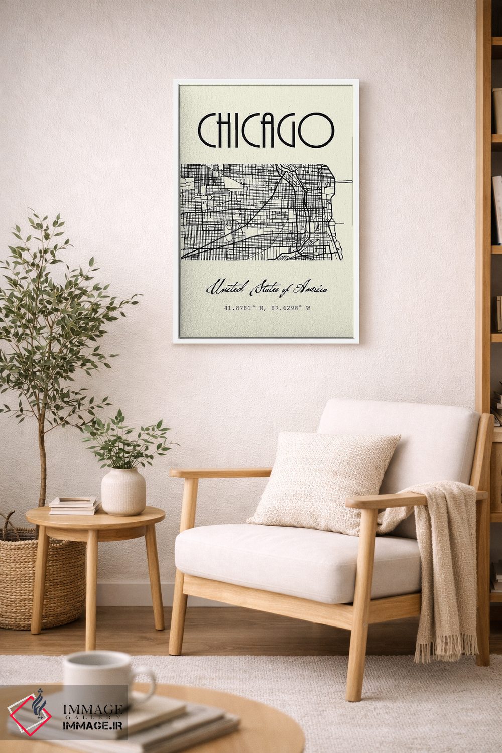 تابلو مدرن نقشه شهر شیکاگو اثر نوردیک پرینت استودیو - D6W