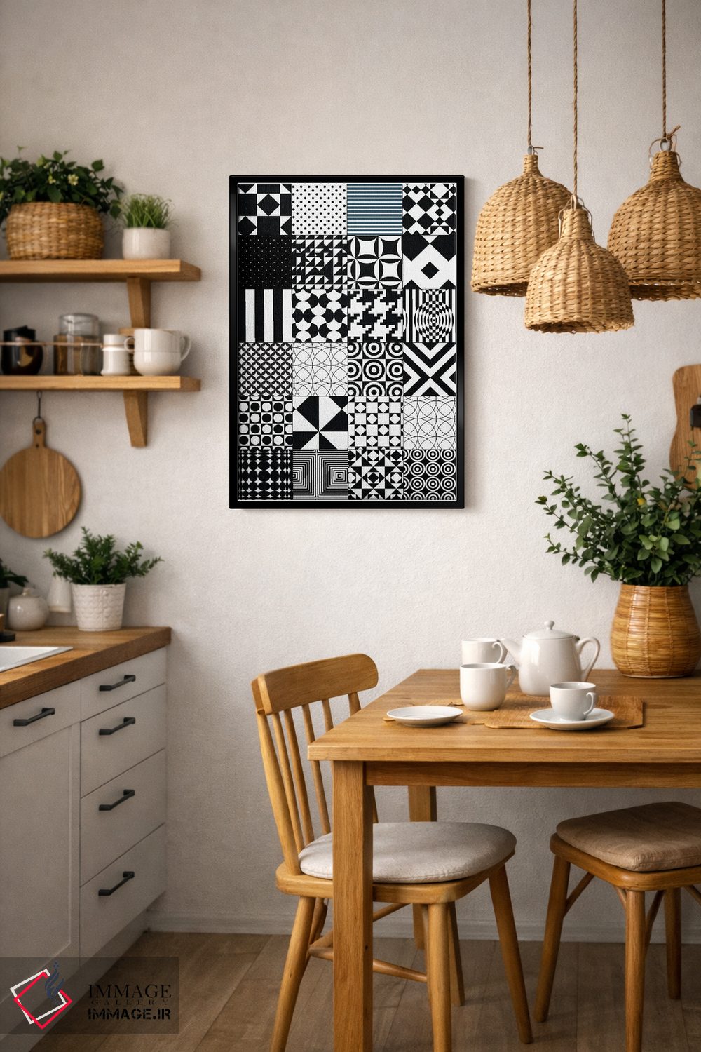 تابلو انتزاعی الگوی لحاف انتزاعی اثر نوردیک پرینت استودیو - D6B