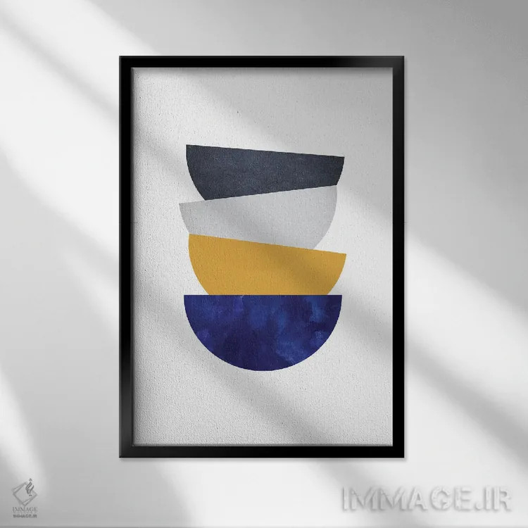 تابلو مینیمال تعادل هنری انتزاعی اثر نوردیک پرینت استودیو - نمای قابدار مشکی