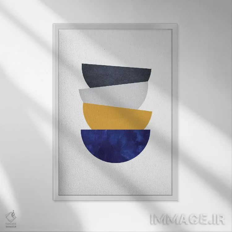 تابلو مینیمال تعادل هنری انتزاعی اثر نوردیک پرینت استودیو - نمای قابدار سفید