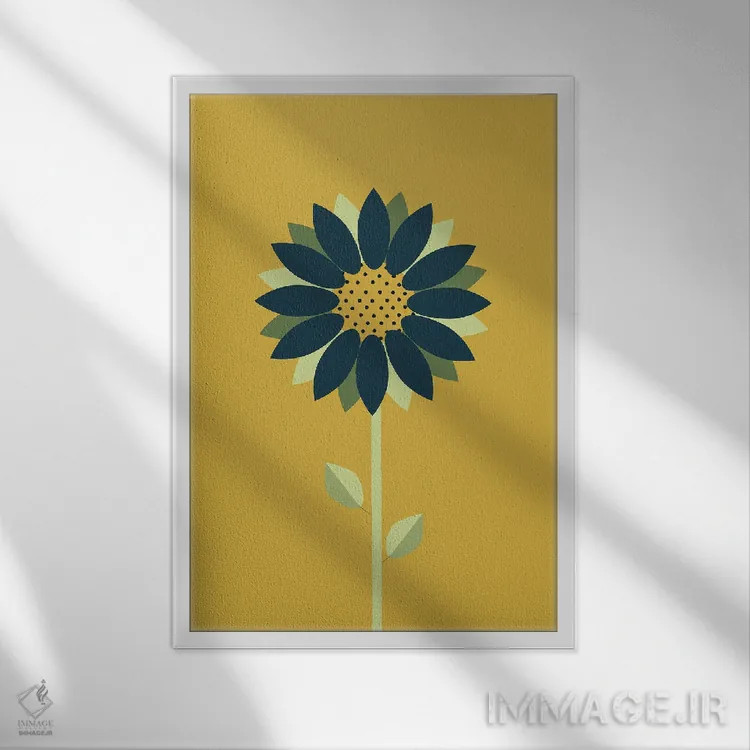 تابلو مینیمال سبک مینیمال مدرن اسکانباوراوی خردلی اثر نوردیک پرینت استودیو - نمای قابدار سفید