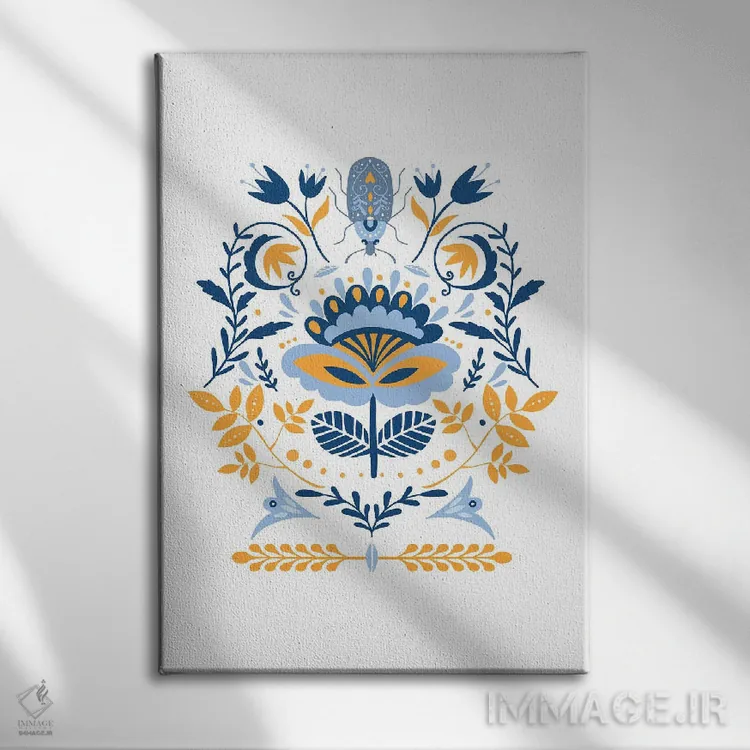 تابلو مینیمال هنر مردمی اسکانباوراوی اثر نوردیک پرینت استودیو - نمای روبهرو روی دیوار