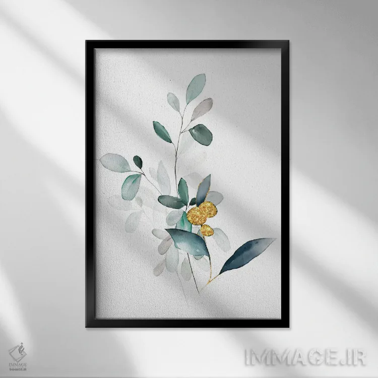 تابلو مینیمال گل های گیاهی مینیمال اثر نوردیک پرینت استودیو - نمای قابدار مشکی