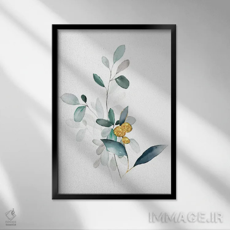 تابلو مینیمال گل های گیاهی مینیمال اثر نوردیک پرینت استودیو - نمای قابدار مشکی
