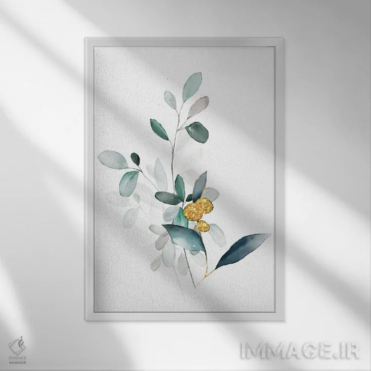 تابلو مینیمال گل های گیاهی مینیمال اثر نوردیک پرینت استودیو - نمای قابدار سفید