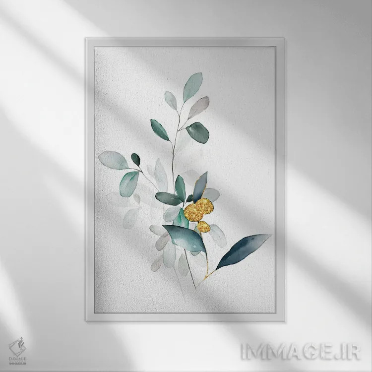 تابلو مینیمال گل های گیاهی مینیمال اثر نوردیک پرینت استودیو - نمای قابدار سفید