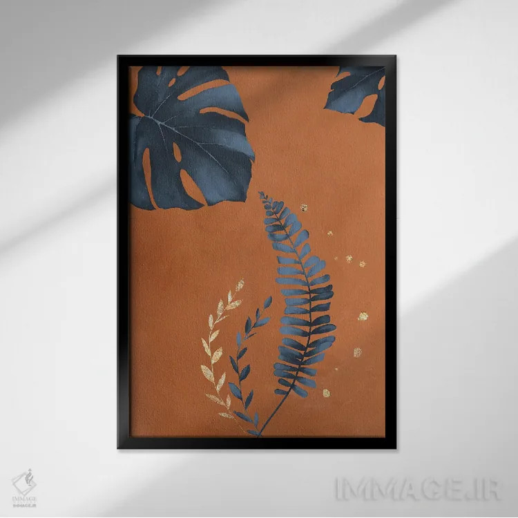 تابلو مینیمال برگ مانسترا اثر نوردیک پرینت استودیو - نمای قابدار مشکی