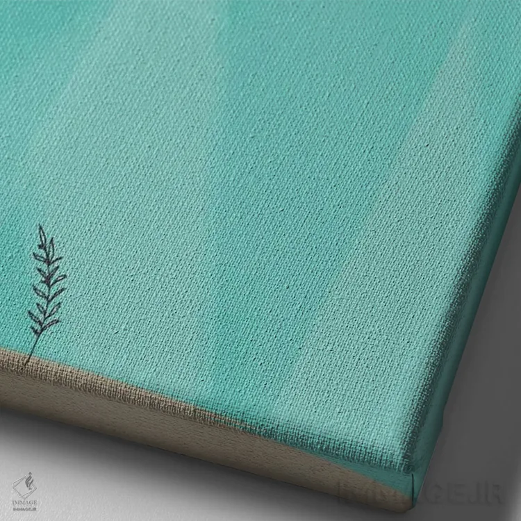 تابلو مینیمال گل ماه آبی رترو اثر نوردیک پرینت استودیو - نمای نزدیک بافت بوم