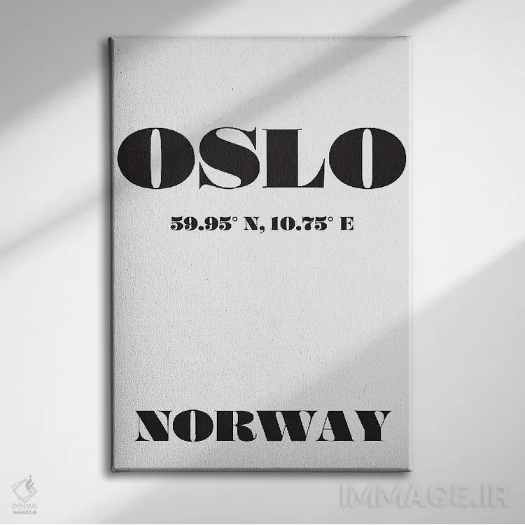 تابلو مدرن مختصات اسلو نروژ اثر نوردیک پرینت استودیو - نمای روبهرو روی دیوار