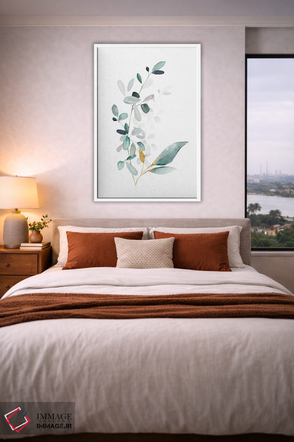 تابلو مینیمال گیاهان مدرن طلایی و مریم گلی اثر نوردیک پرینت استودیو - D3W