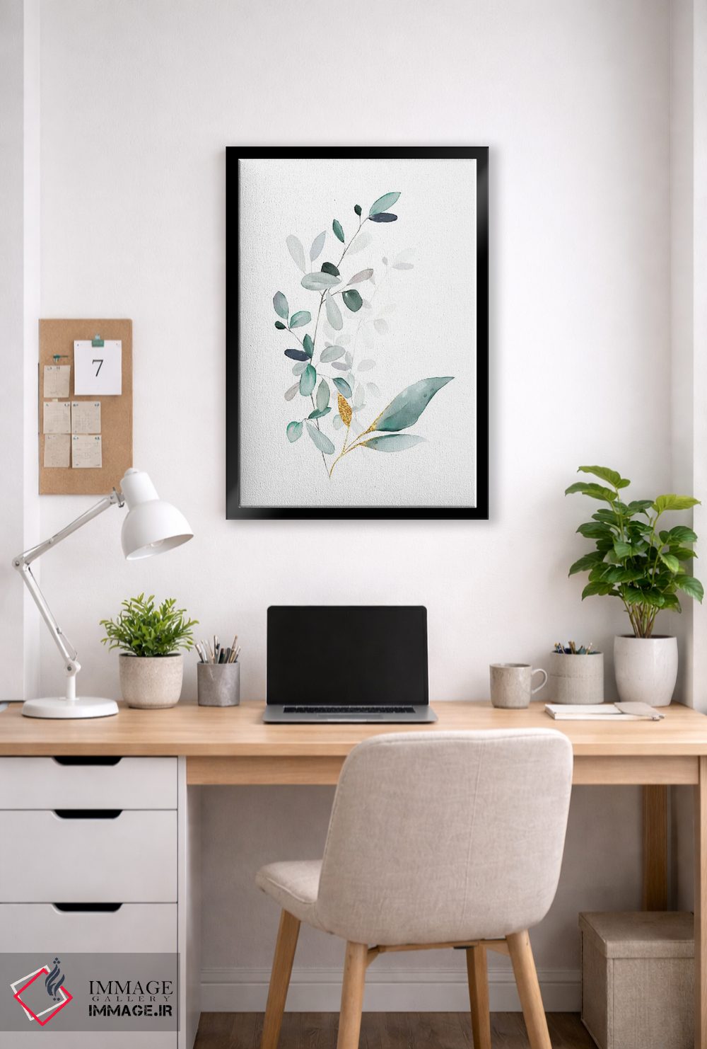 تابلو مینیمال گیاهان مدرن طلایی و مریم گلی اثر نوردیک پرینت استودیو - D4B
