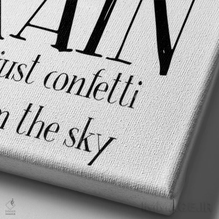 تابلو مینیمال باران فقط کاغذ رنگی از آسمان است اثر نوردیک پرینت استودیو - نمای نزدیک بافت بوم