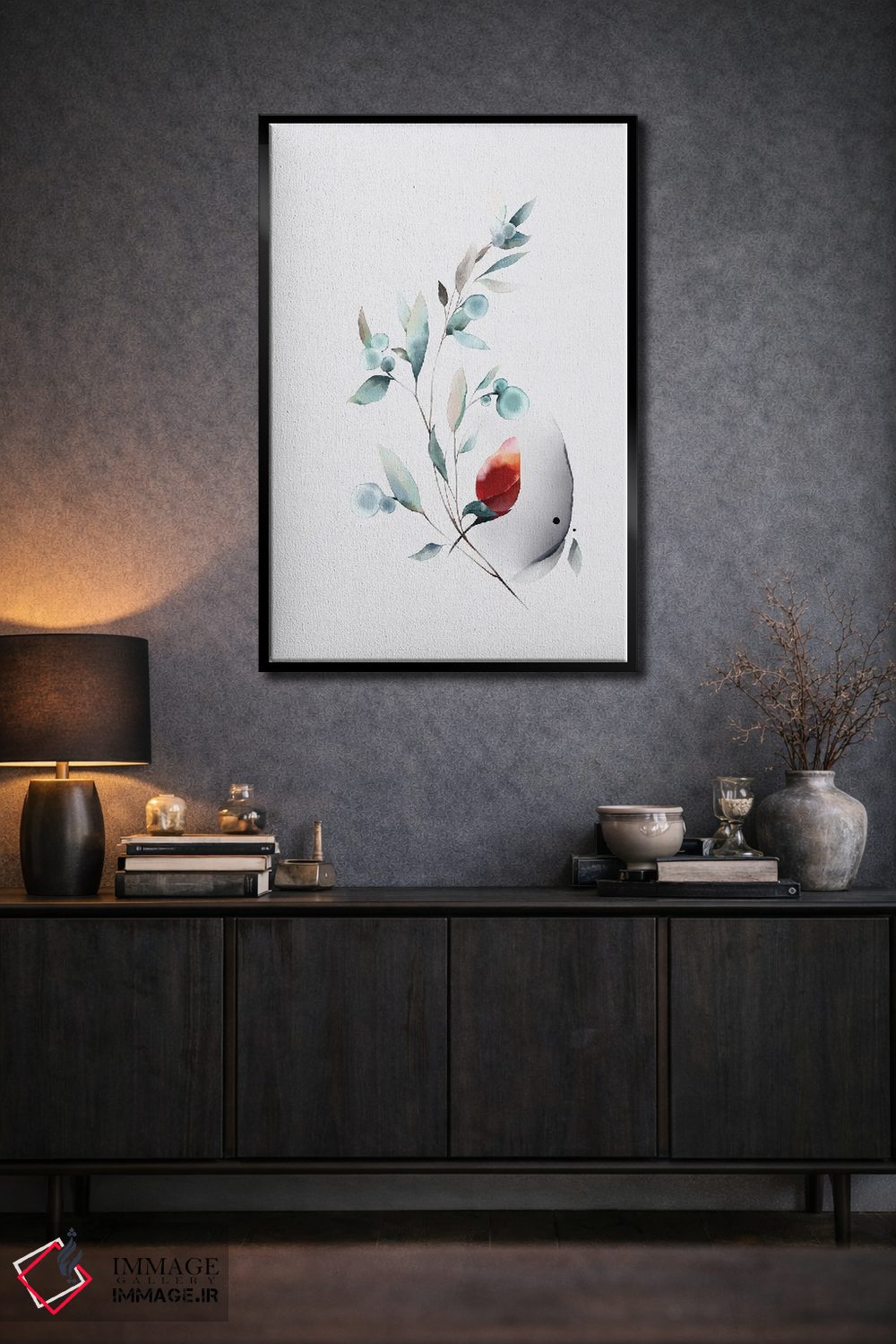 تابلو مینیمال باغ آبرنگی گیاهی مدرن مینیمال اثر نوردیک پرینت استودیو - D3B