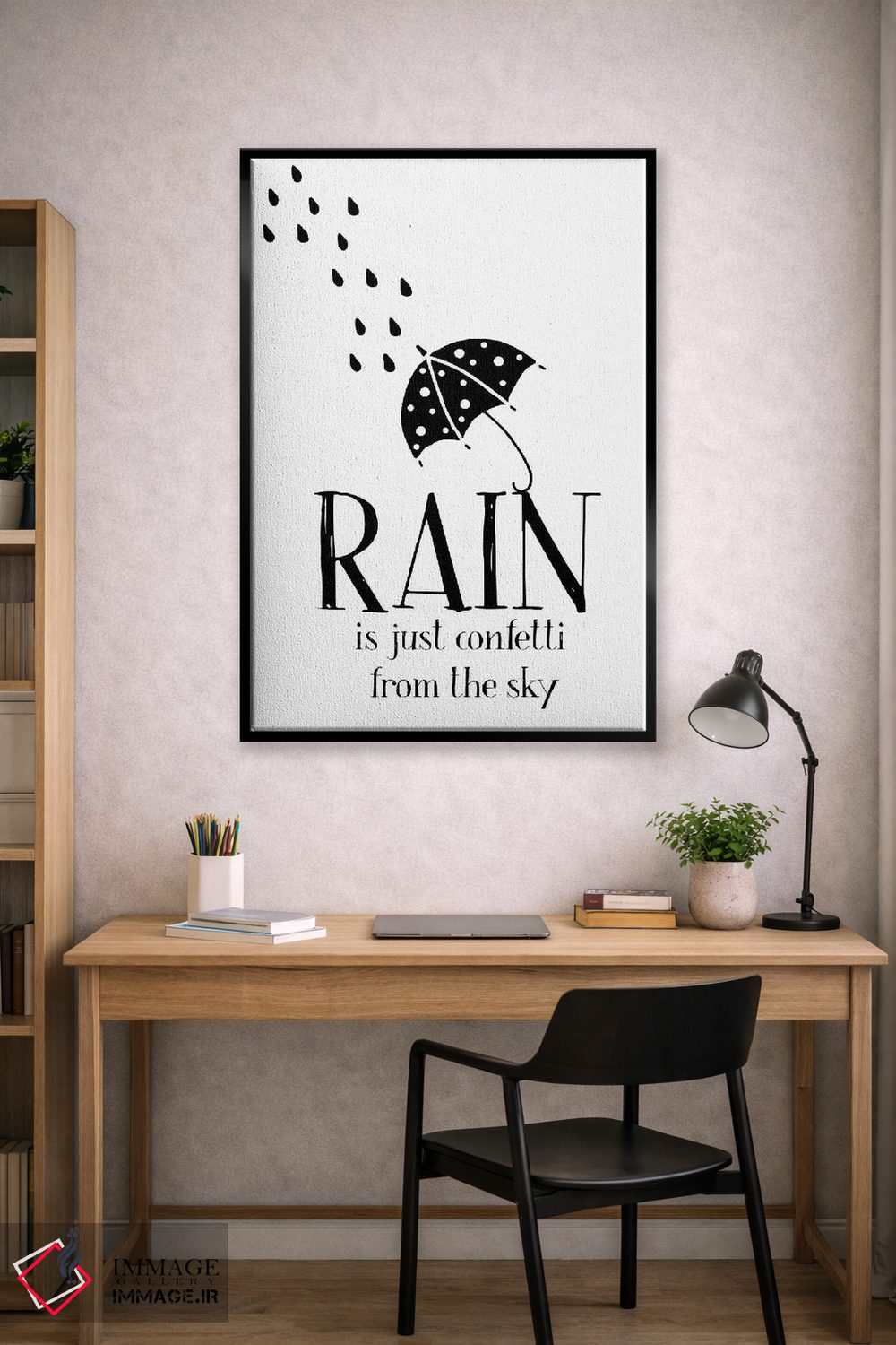 تابلو مینیمال باران فقط کاغذ رنگی از آسمان است اثر نوردیک پرینت استودیو - D3B