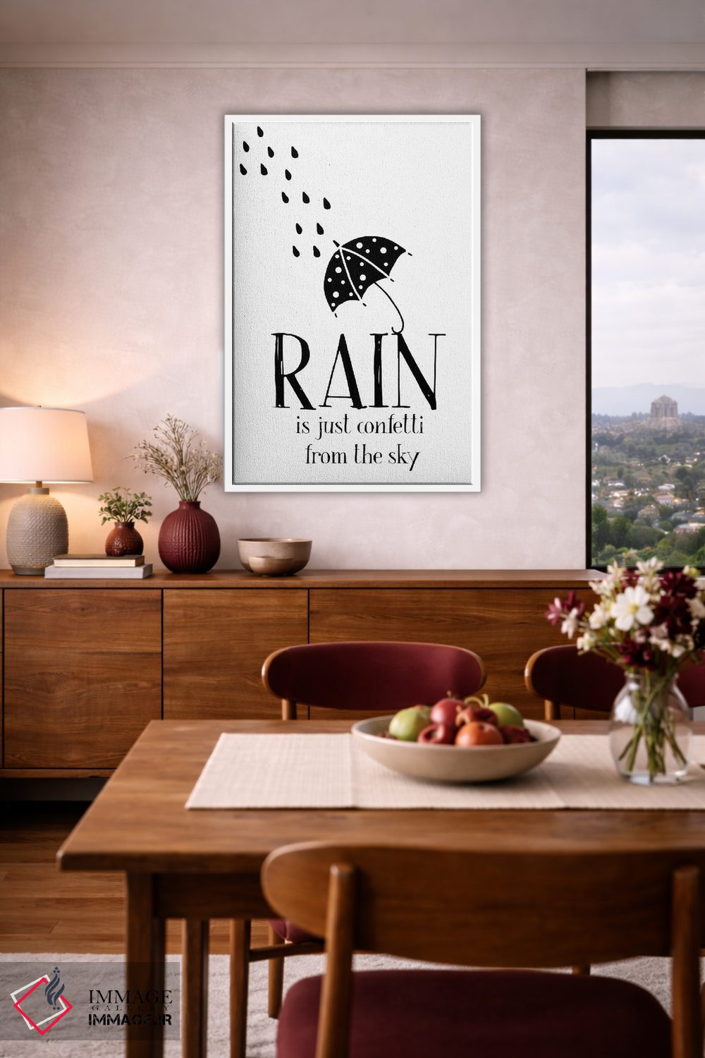 تابلو مینیمال باران فقط کاغذ رنگی از آسمان است اثر نوردیک پرینت استودیو - D4W