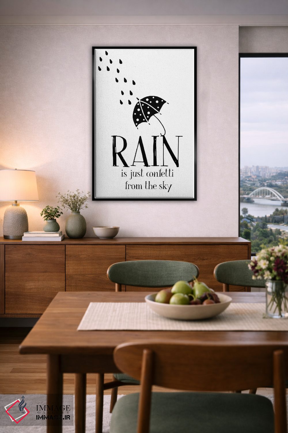 تابلو مینیمال باران فقط کاغذ رنگی از آسمان است اثر نوردیک پرینت استودیو - D6B