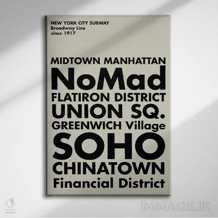 تابلو مدرنی ایستگاه های متروی نیویورک اثر نوردیک پرینت استودیو - نمای روبهرو روی دیوار