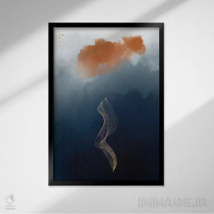 تابلو انتزاعی مطالعه فانتزی آبرنگی ۲ اثر نوردیک پرینت استودیو - نمای قابدار مشکی