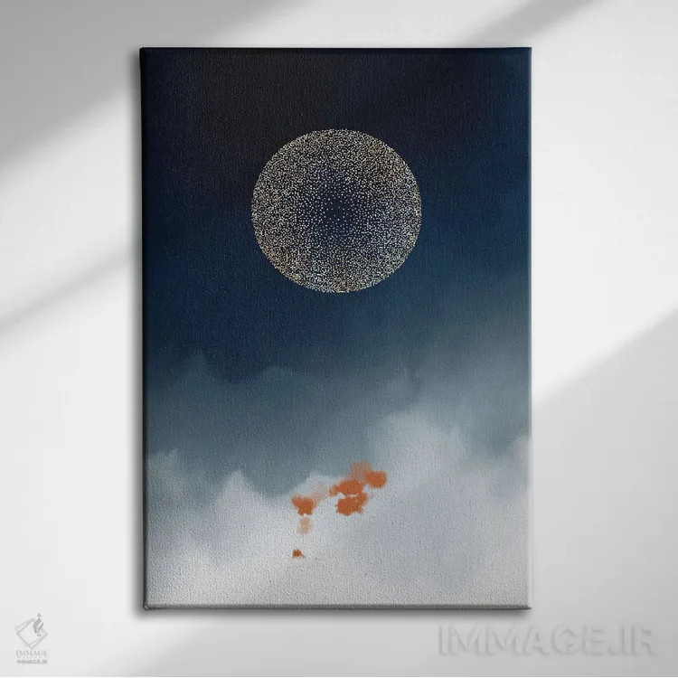 تابلو انتزاعی مطالعه فانتزی آبرنگی ۱ اثر نوردیک پرینت استودیو - نمای روبهرو روی دیوار