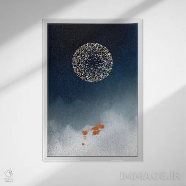 تابلو انتزاعی مطالعه فانتزی آبرنگی ۱ اثر نوردیک پرینت استودیو - نمای قابدار سفید