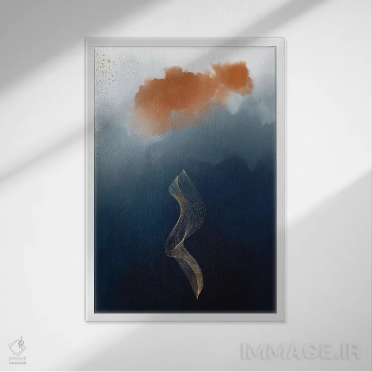 تابلو انتزاعی مطالعه فانتزی آبرنگی ۲ اثر نوردیک پرینت استودیو - نمای قابدار سفید
