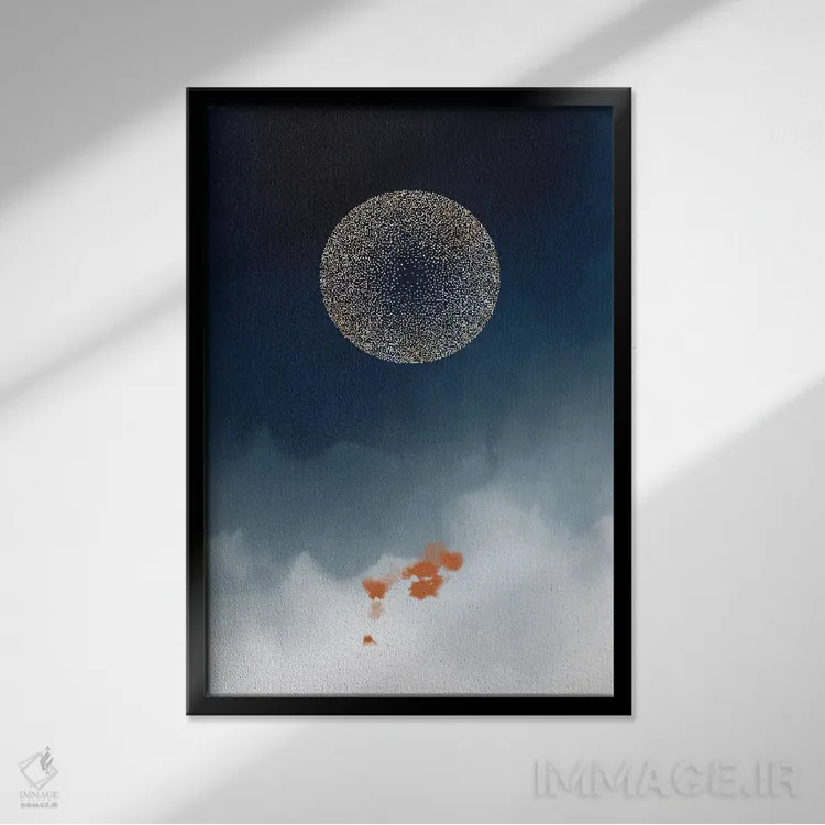 تابلو انتزاعی مطالعه فانتزی آبرنگی ۱ اثر نوردیک پرینت استودیو - نمای قابدار مشکی