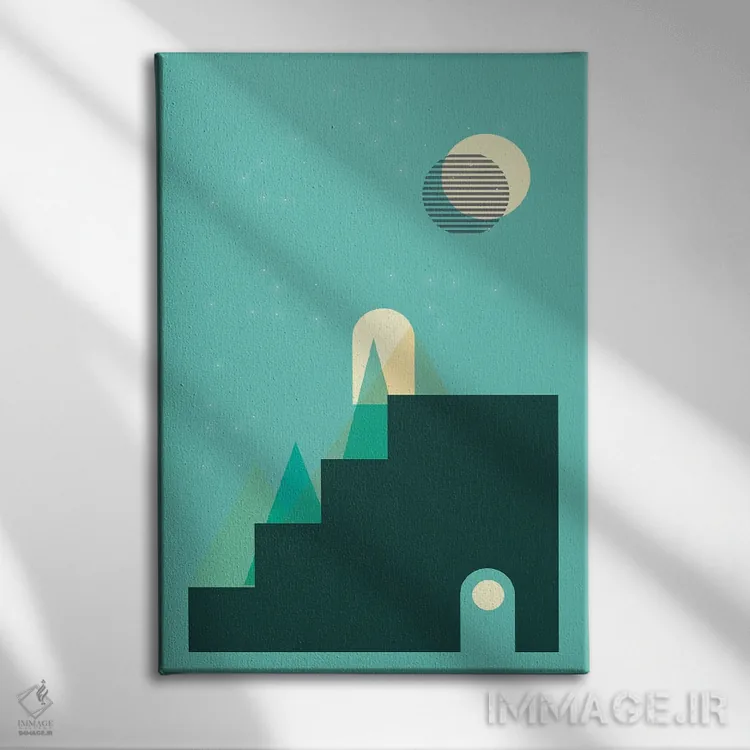 تابلو مینیمال در به سوی ماه اثر نوردیک پرینت استودیو - نمای روبهرو روی دیوار