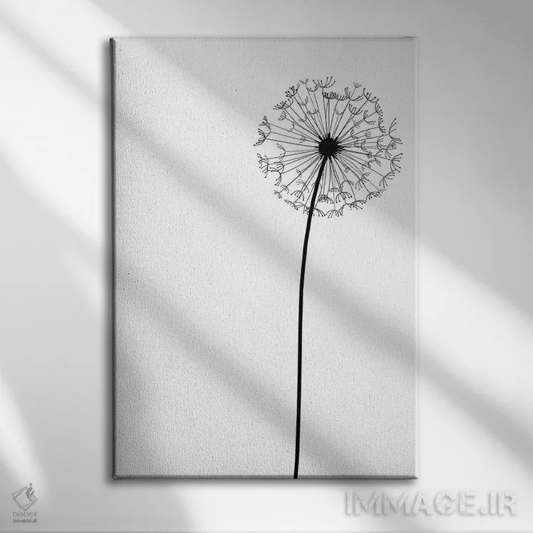 تابلو مینیمال قاصدک مدرن اثر نوردیک پرینت استودیو - نمای روبهرو روی دیوار