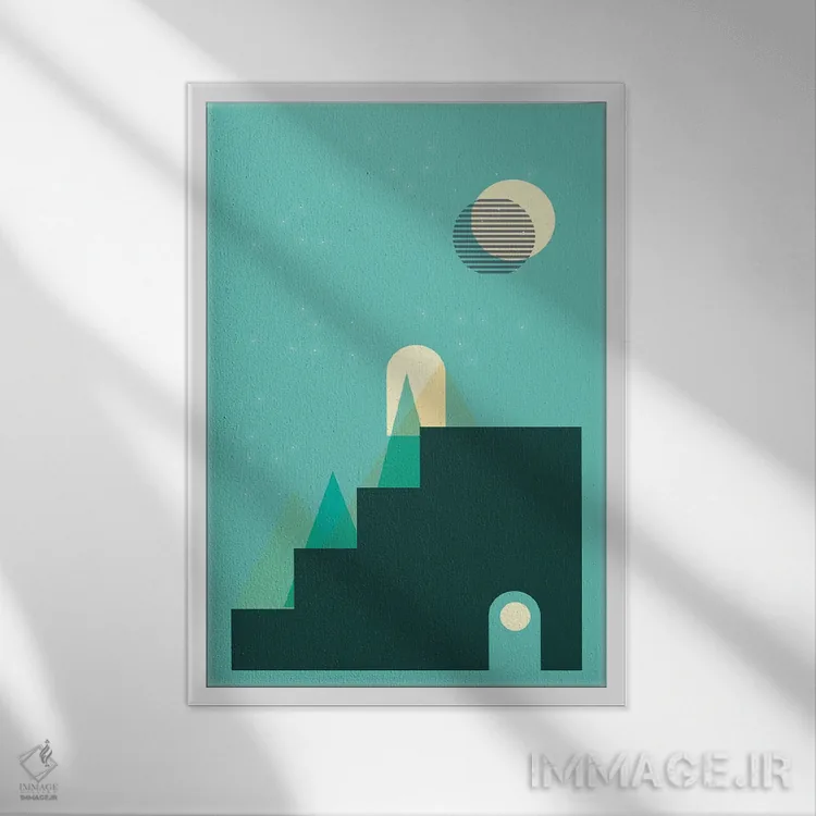 تابلو مینیمال در به سوی ماه اثر نوردیک پرینت استودیو - نمای قابدار سفید