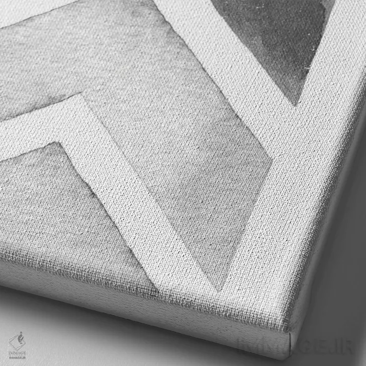 تابلو مینیمال زیگزاگ طوسی آبرنگی اثر نوردیک پرینت استودیو - نمای نزدیک بافت بوم