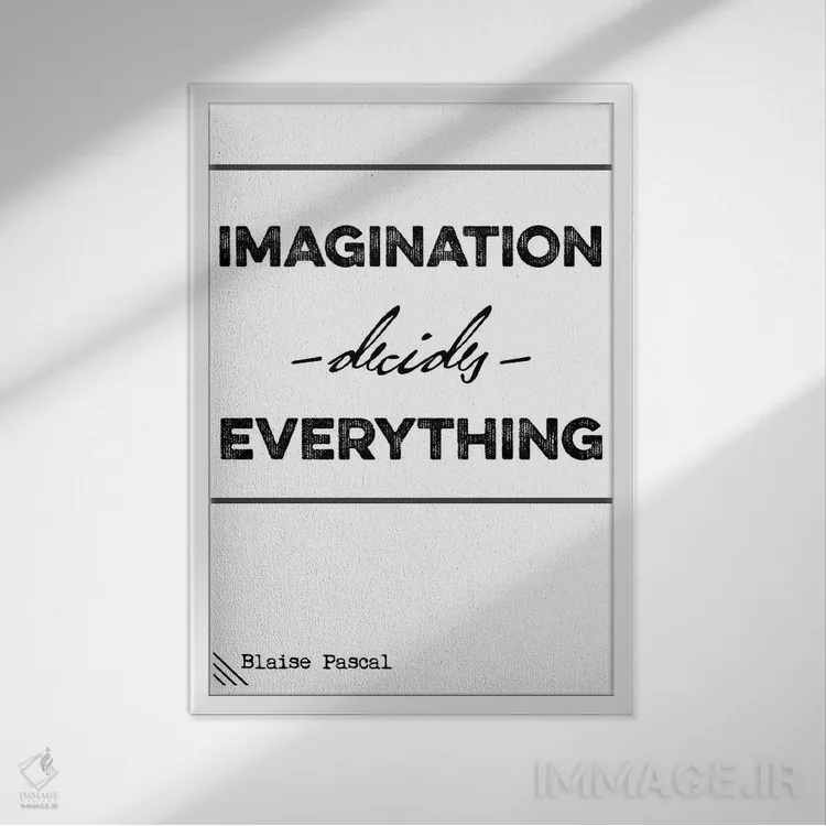 تابلو مدرن تخیل همه چیز را تعیین می کند اثر نوردیک پرینت استودیو - نمای قابدار سفید