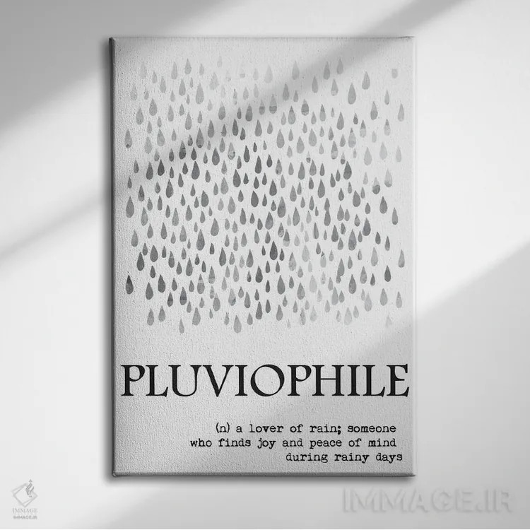 تابلو مینیمال تعریف عاشق باران اثر نوردیک پرینت استودیو - نمای روبهرو روی دیوار