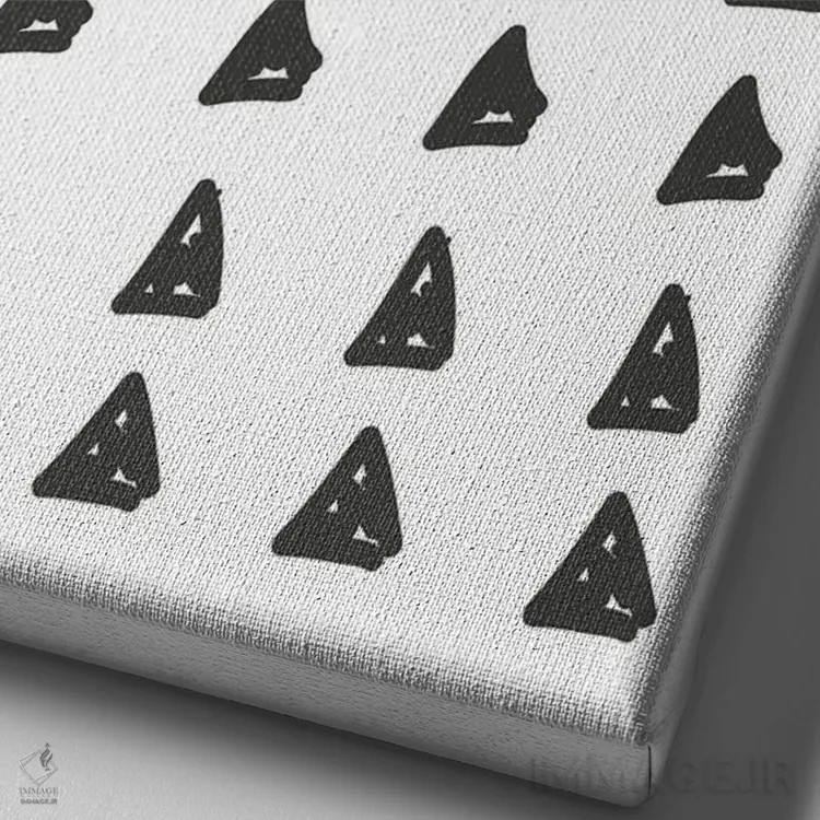 تابلو مینیمال هندسی انتزاعی مشکی و قرمز اثر نوردیک پرینت استودیو - نمای نزدیک بافت بوم