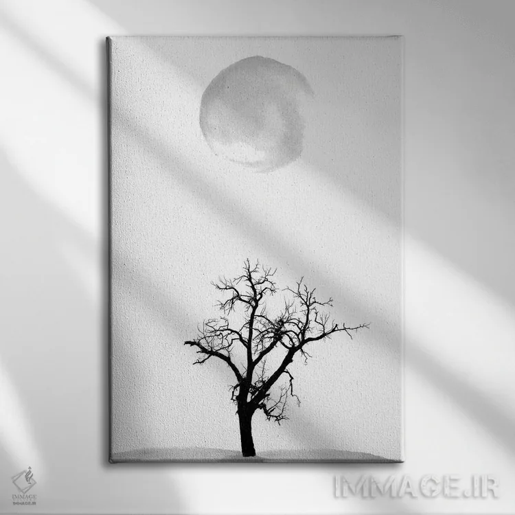 تابلو مینیمال چاپ درخت مینیمالیستی اثر نوردیک پرینت استودیو - نمای روبهرو روی دیوار