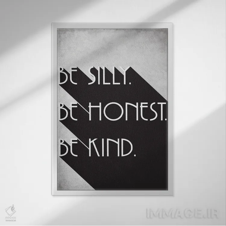 تابلو مینیمال Be Honest, Be Kind,شاد باش، صادق باش، مهربان باش اثر نوردیک پرینت استودیو - نمای قابدار سفید