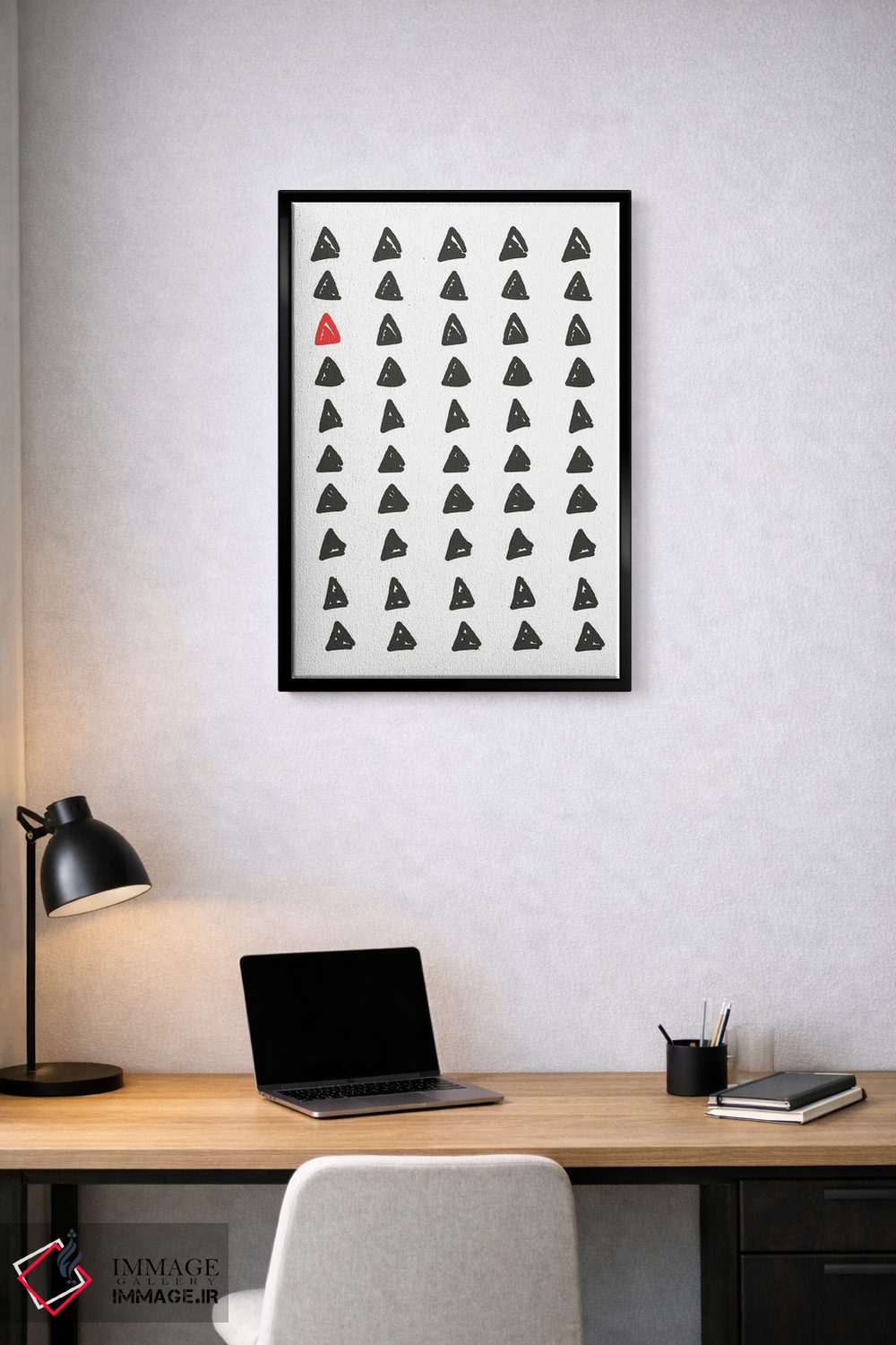 تابلو مینیمال هندسی انتزاعی مشکی و قرمز اثر نوردیک پرینت استودیو - D2B