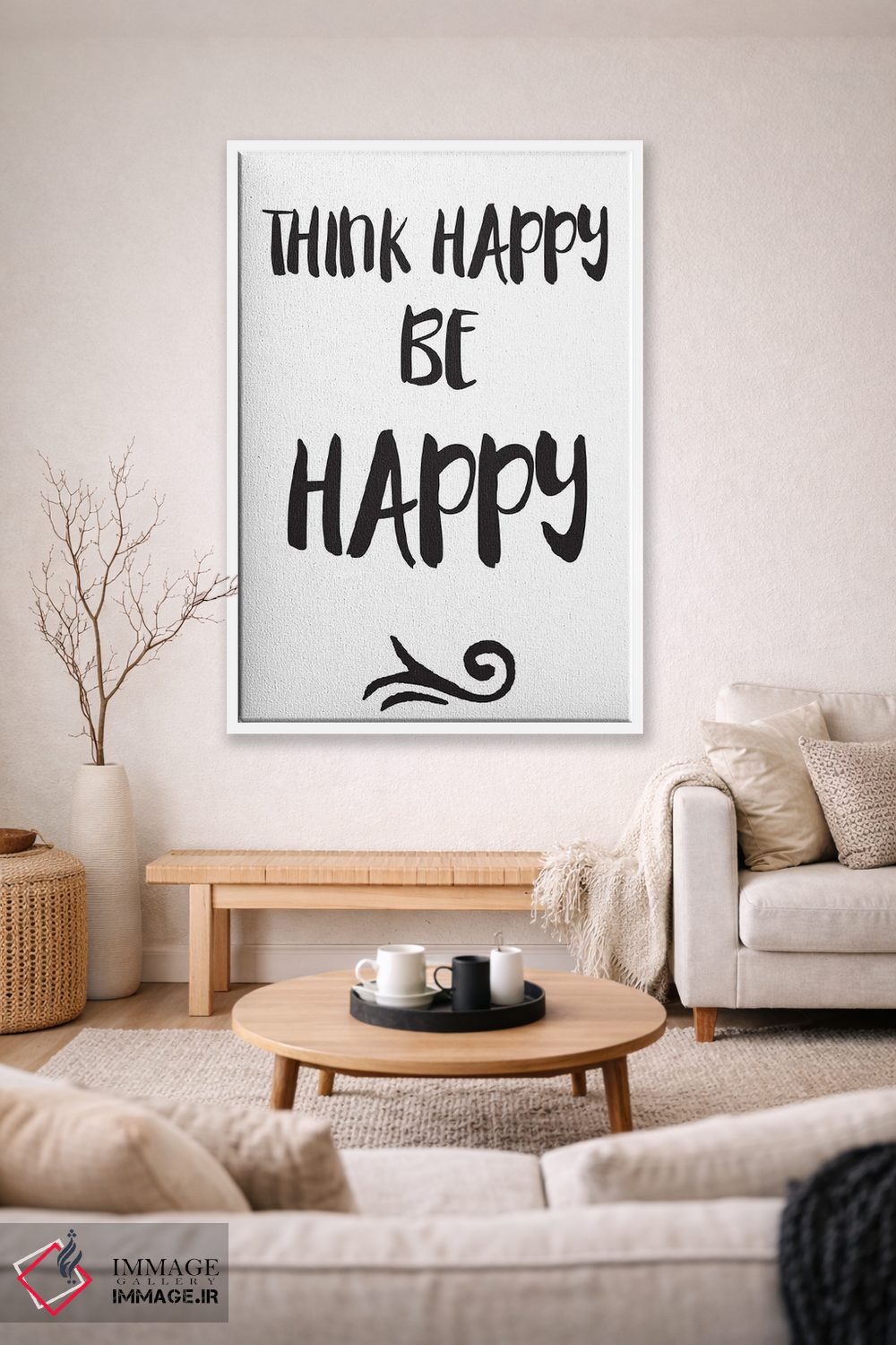 تابلو مدرن Be Happy Inspirational,شاد فکر کن، شاد باش اثر نوردیک پرینت استودیو - D1W